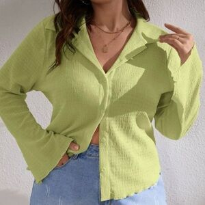 SHEIN EZwear Plus Button Front Textured Tee